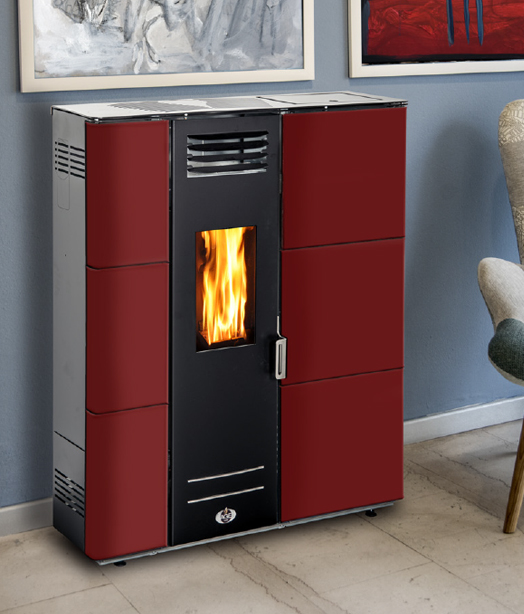Termosobă pe peleți AGE ASIA 10 – aer cald – bordeaux