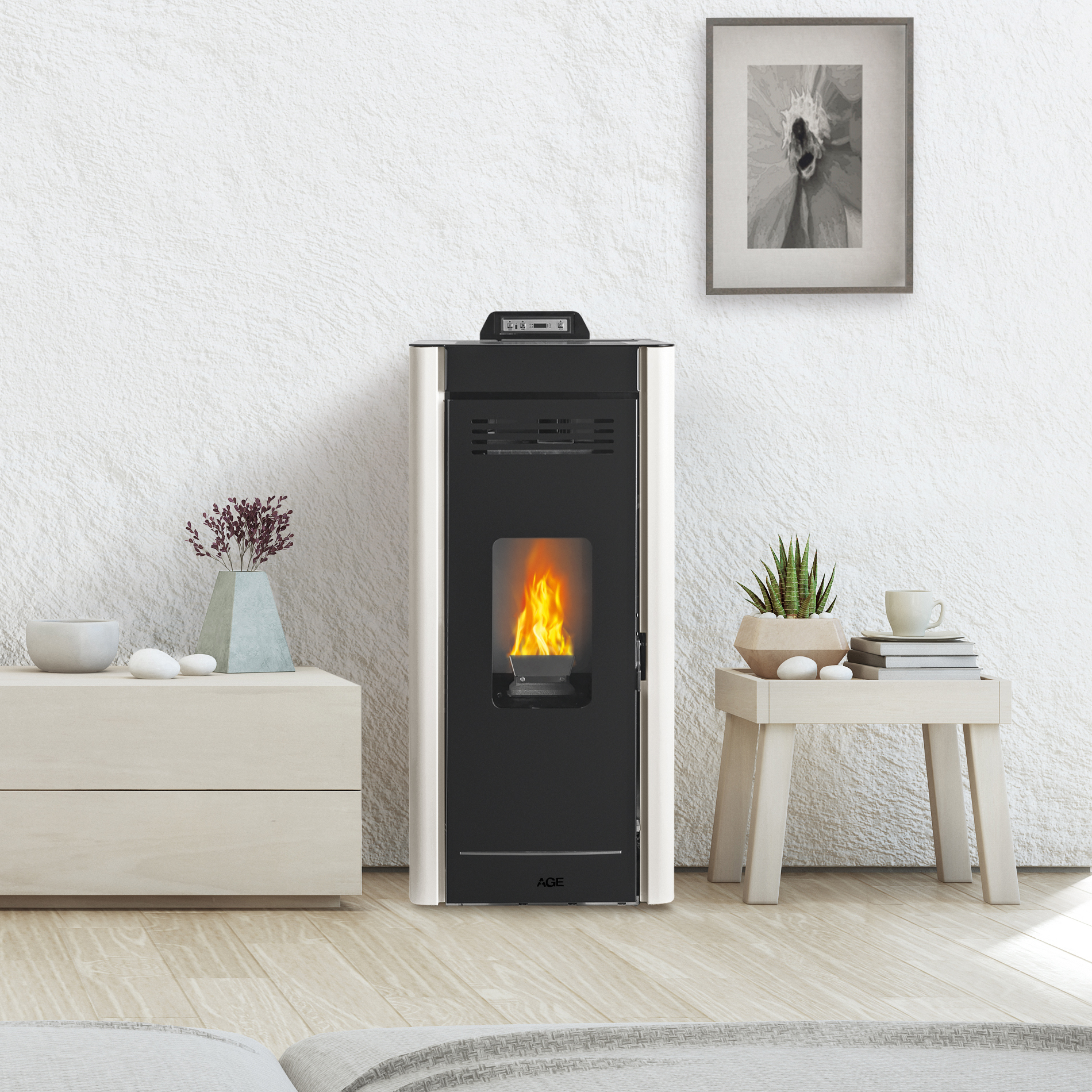 Termosobă pe peleți AGE KAREN 7S, culoare bej, 7 kW